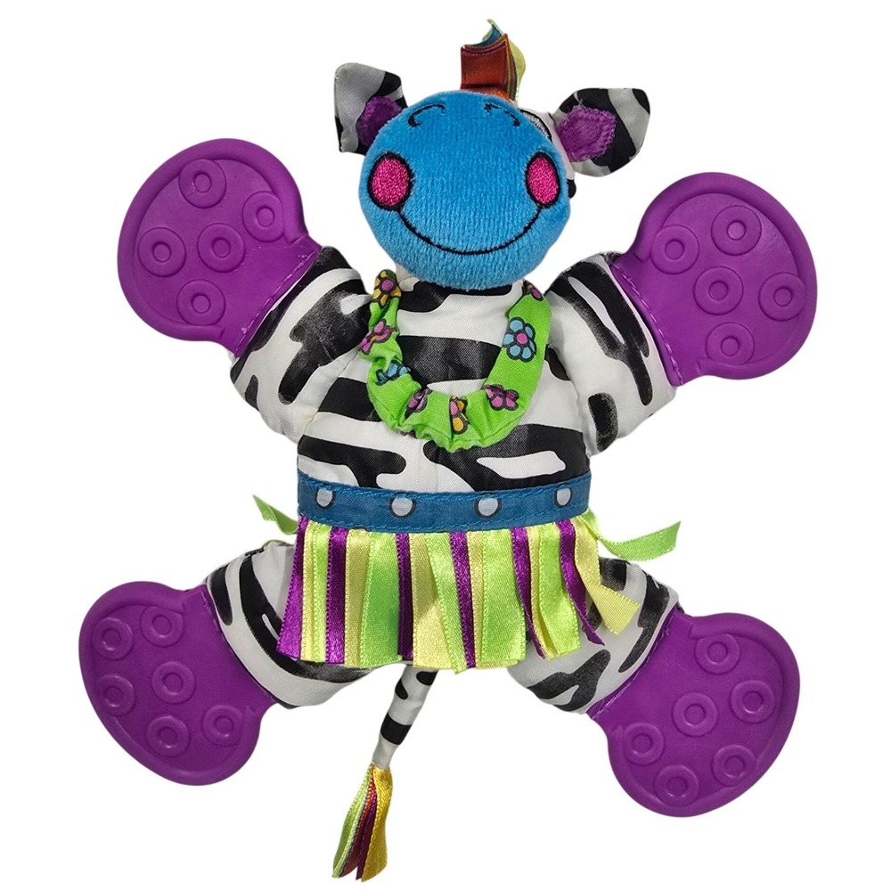 Sassy Hula Zebra Plush Teether Baby Toy Purple Textured Hands Feet Vintage 2005